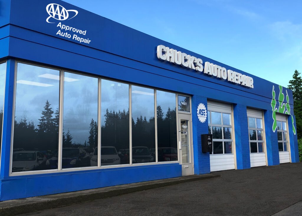 Chuck’s Auto Repair Shoreline building exterior in Shoreline WA
