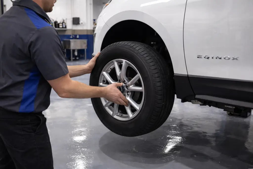 Tire installation on Chevy Equinox at Chuck’s Auto Repair Shoreline in Seattle