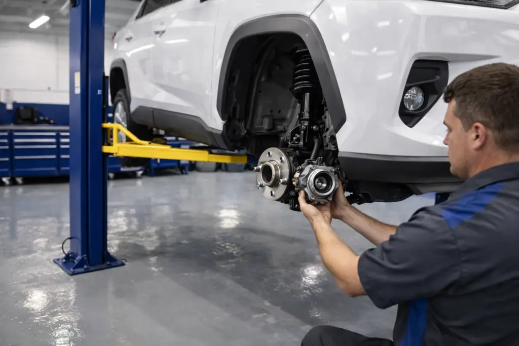 Wheel bearing repair on Toyota RAV4 at Chuck’s Auto Repair Shoreline in Seattle